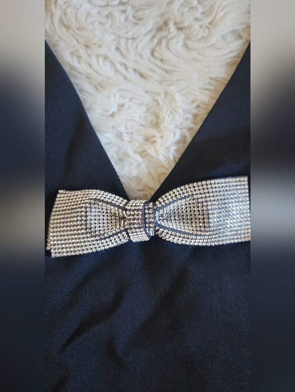 Black Top with Crystal Bow Accent